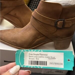 Free People Tan Leather Ankle Booties
